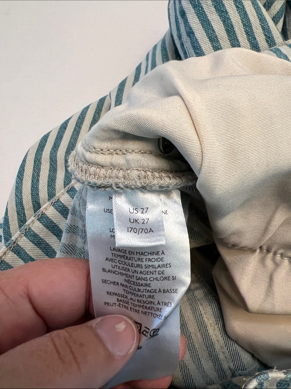 FREE PEOPLE WE THE FREE ASTORIA HIGH RISE BLUE /WHITE STRIPED WIDE LEG JEANS 27 - Picture 11 of 14